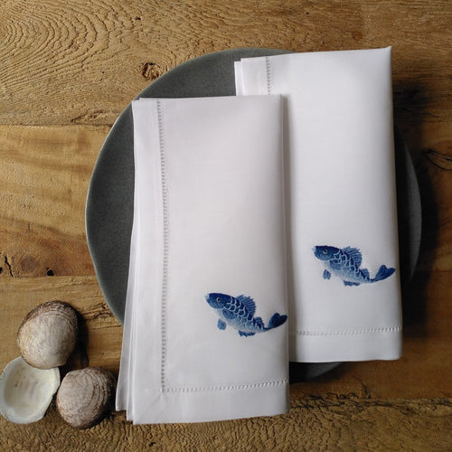Fish Blue napkin set of 4