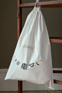 Shirts Silver Black white cotton laundry bag