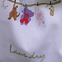 Toys embroidered white cotton bags